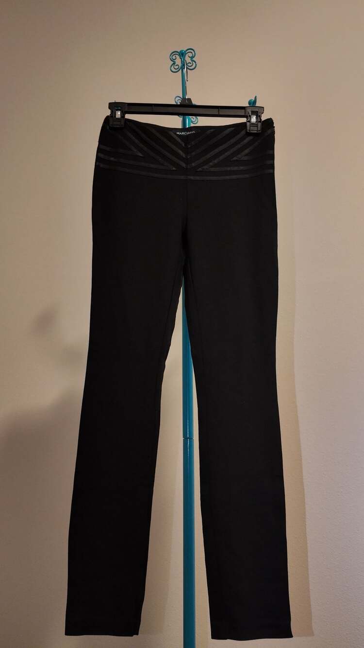 Marciano Women's Size XS Black Slim Dress Pants Satin Chevron Waistband